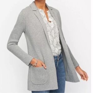 Talbots| Gray Notch Collared One Button Patch Pockets Sweater Blazer Size Small